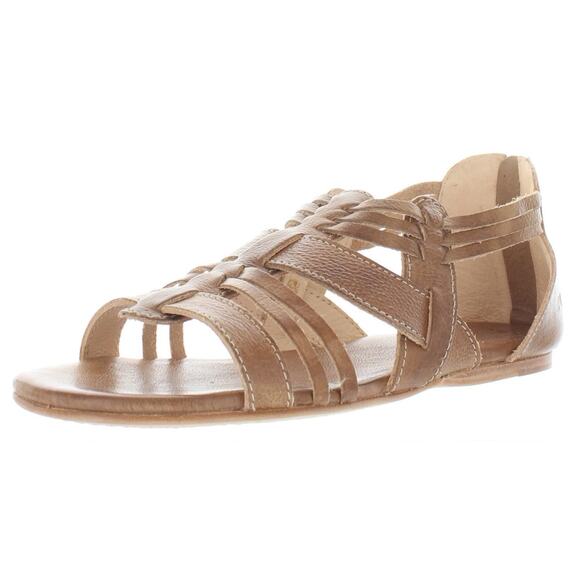 Bed Stu Cara Light Brown Rustic Strappy Gladiator Leather Sandals - Picture 1 of 9